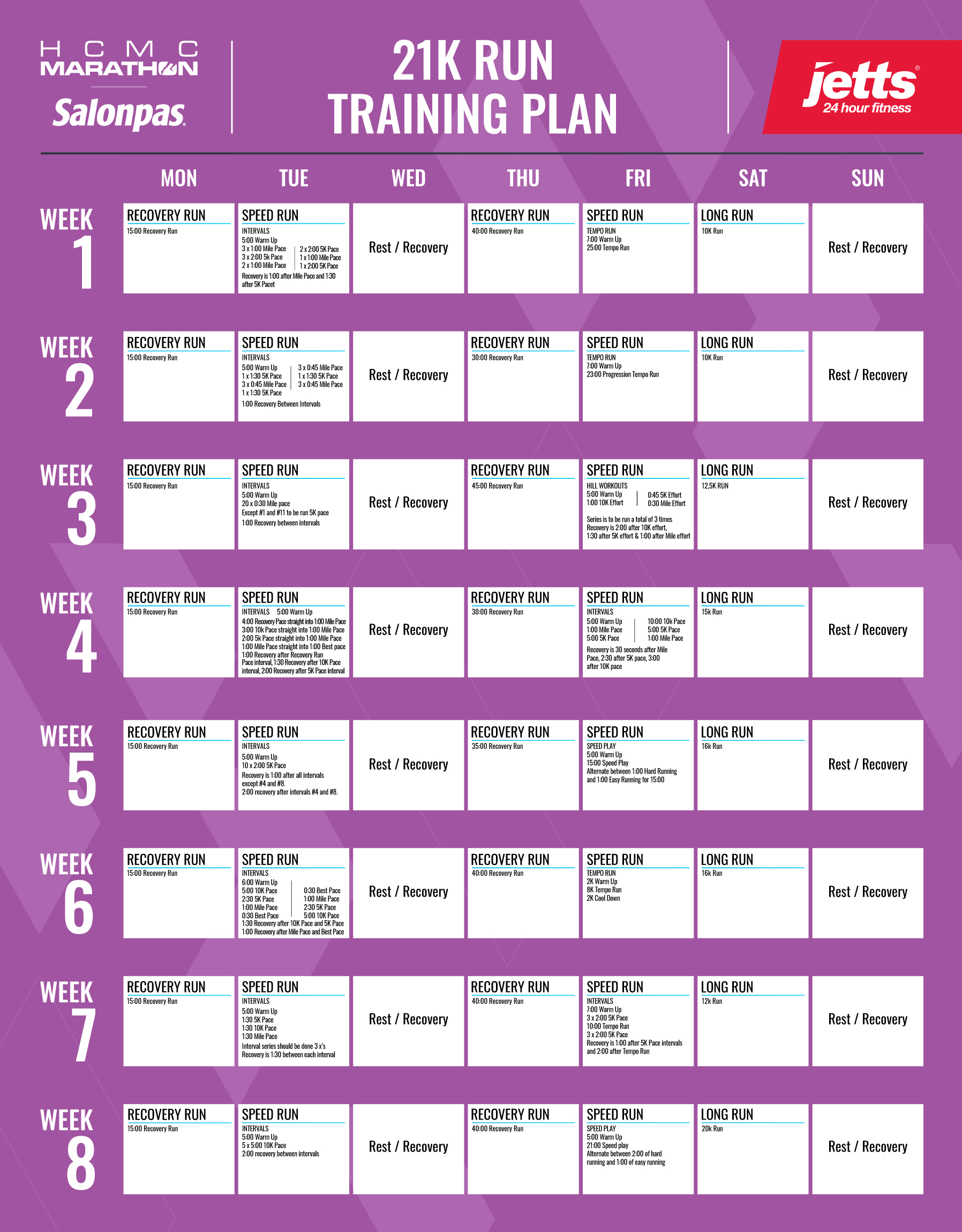 8 week Half Marathon Training Plan HCMC Marathon