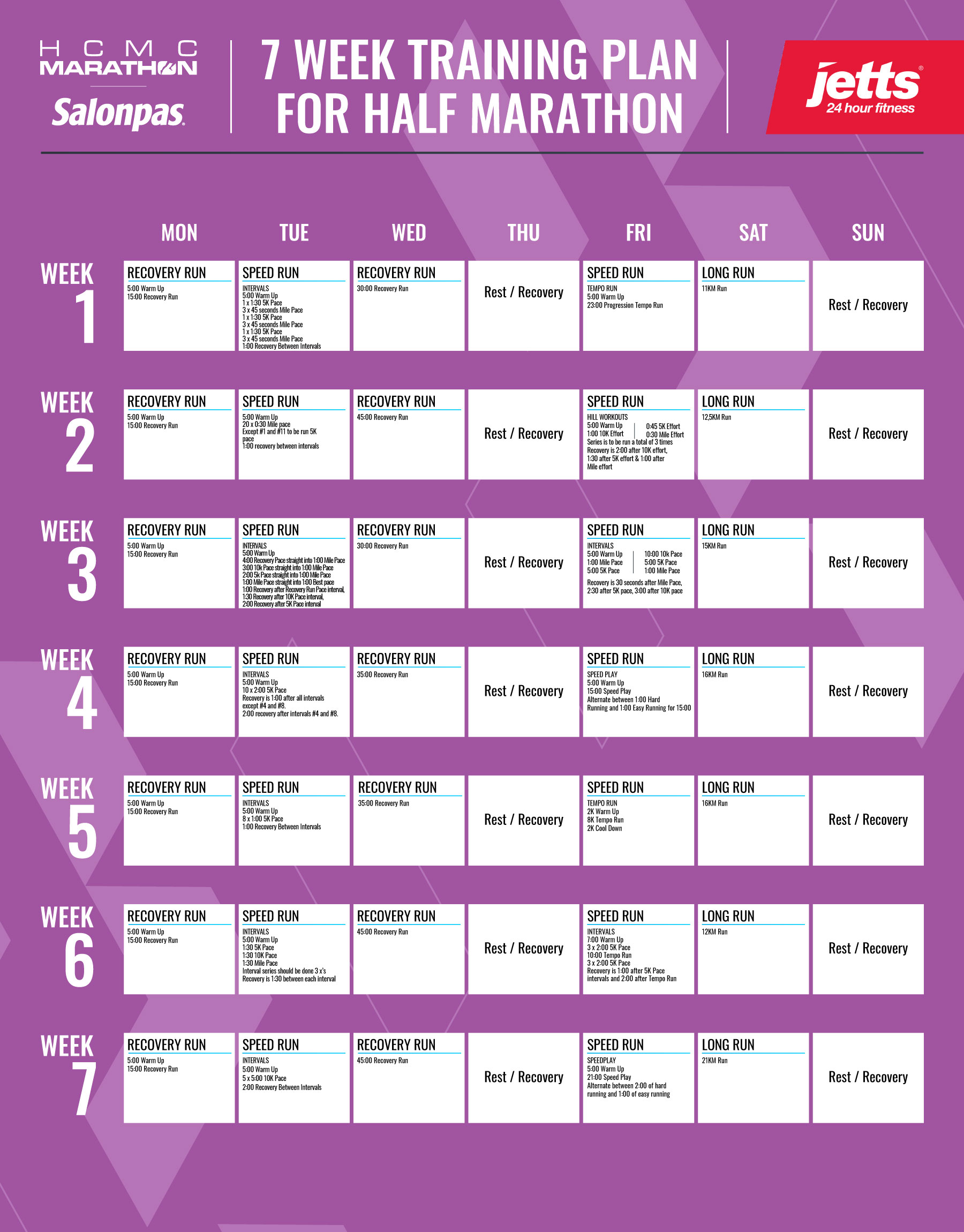7 weeks Half Marathon Training Plan HCMC Marathon