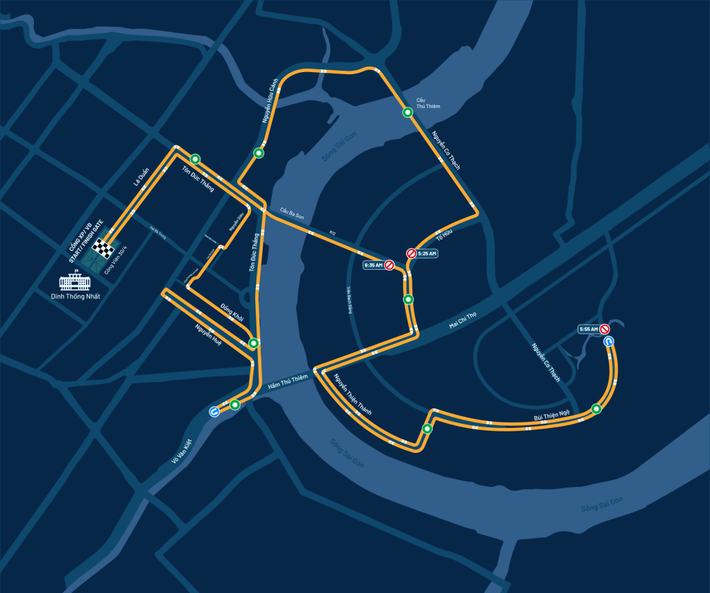 Bản đồ đường chạy HCMC Marathon 21KM
