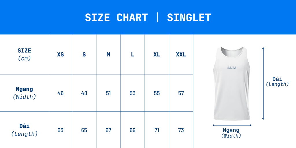 HCMC Marathon 2027 shirt size chart