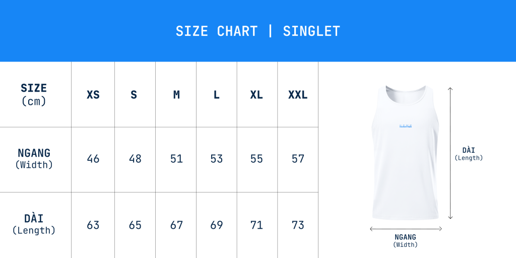 HCMC Marathon 2027 shirt size chart