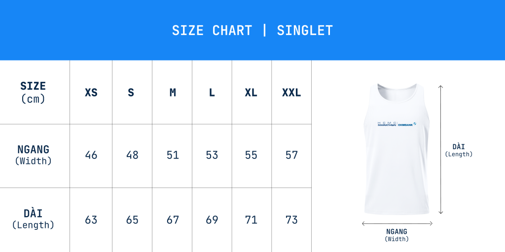 HCMC Marathon 2027 shirt size chart